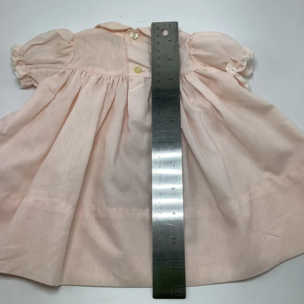 Vintage Newborn Smocked‎ Dresses Lace Trimmed & Embroidered Pink & Yellow